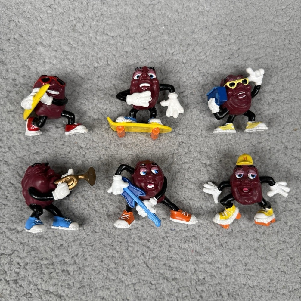 VTG 80s California Raisins Figures Lot of 6 Applause 1988 PVC Musician‎ Surfer